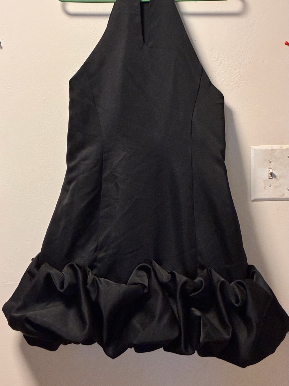 Fashion Nova Black Halter Mini Dress with Ruffled Bubble Hem